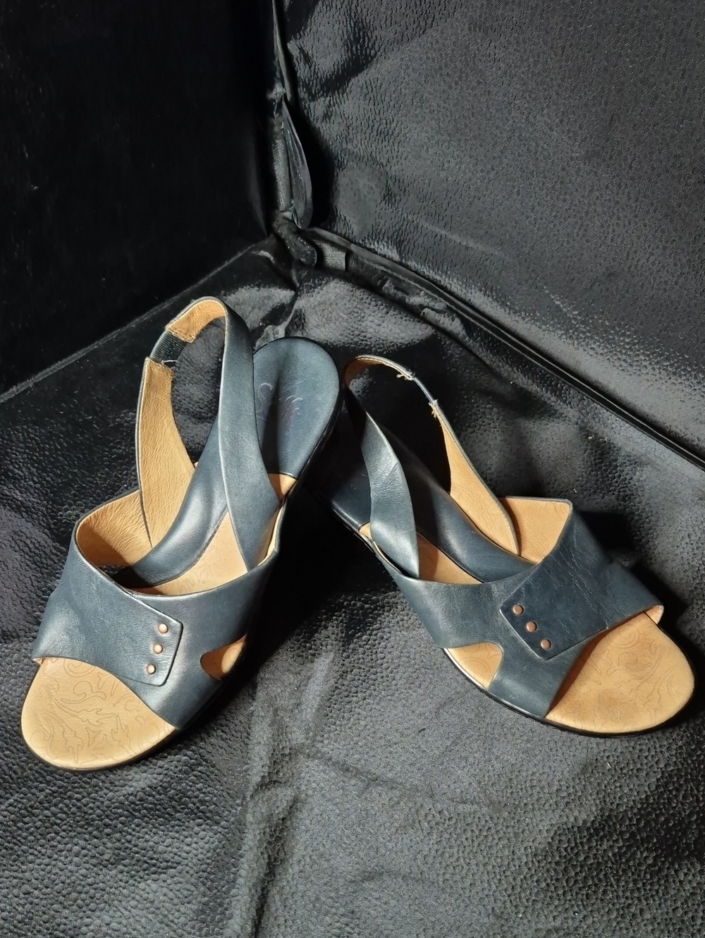 Sofft Women's 7.5W Navy Leather Slingback Sandals